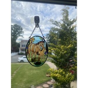 Amia Studio Stained Glass Suncatcher Window Fine Art Horses Mom & Baby BEAUTIFUL